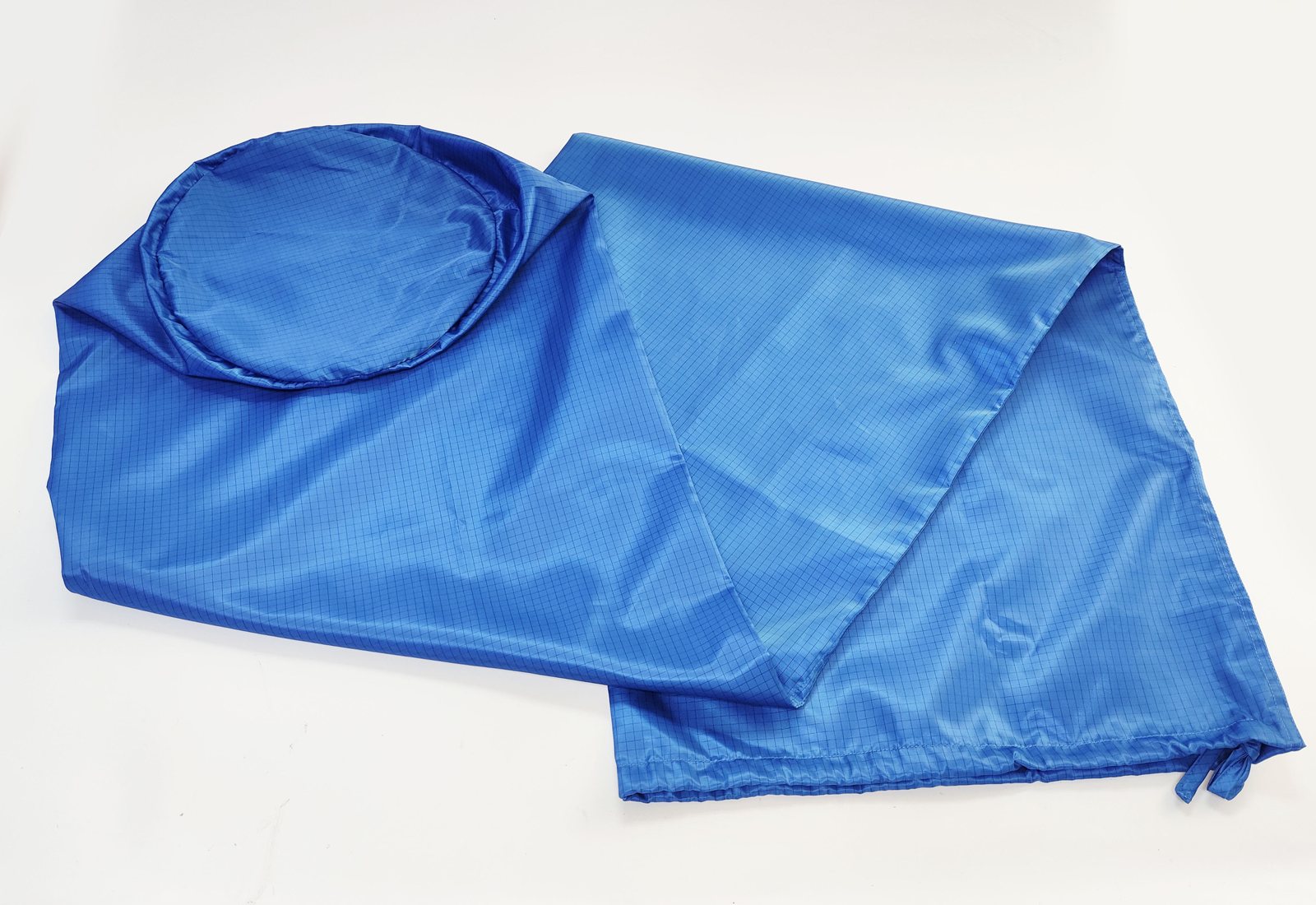 A blue ESD gas cylinder cover with a round cap and a drawstring base